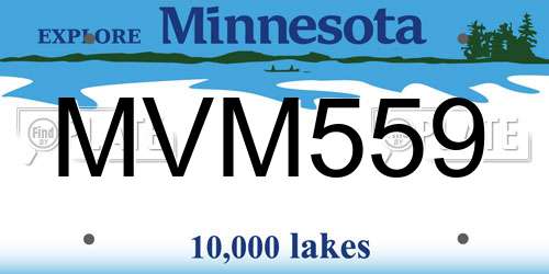 MVM559 Minnesota License Plate