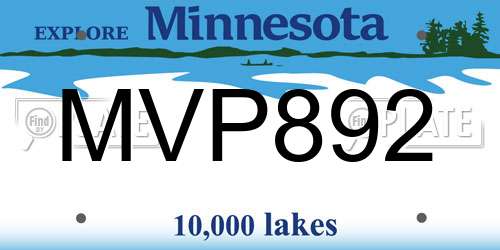 MVP892 Minnesota License Plate