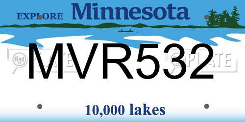 MVR532 Minnesota License Plate