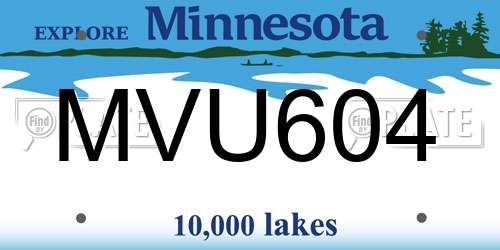 MVU604 Minnesota License Plate
