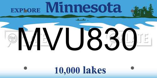 MVU830 Minnesota License Plate