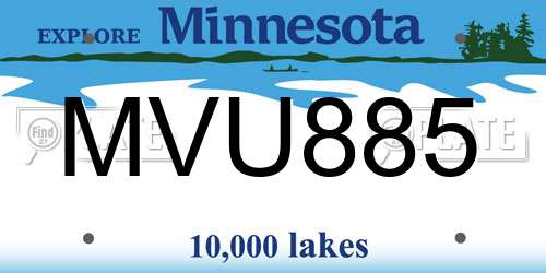 MVU885 Minnesota License Plate
