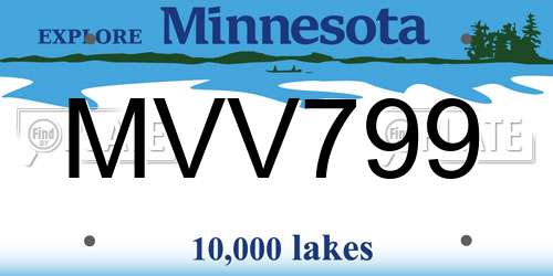 MVV799 Minnesota License Plate
