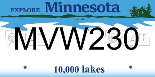 MVW230 Minnesota License Plate
