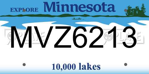MVZ6213 Minnesota License Plate