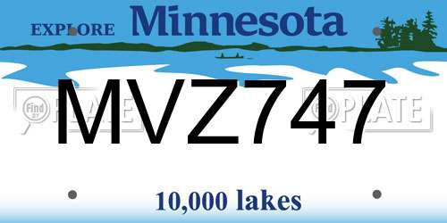 MVZ747 Minnesota License Plate