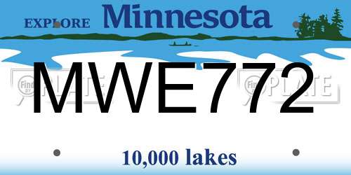 MWE772 Minnesota License Plate