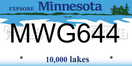 MWG644 Minnesota License Plate