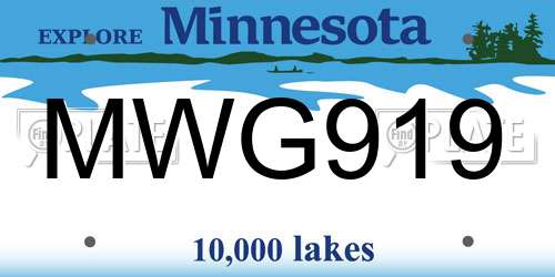 MWG919 Minnesota License Plate