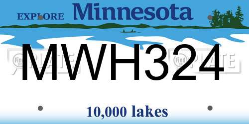 MWH324 Minnesota License Plate