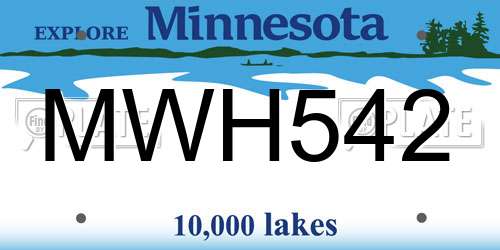 MWH542 Minnesota License Plate