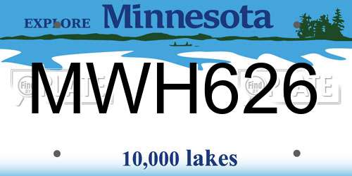 MWH626 Minnesota License Plate
