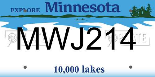 MWJ214 Minnesota License Plate