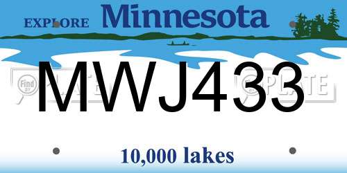 MWJ433 Minnesota License Plate