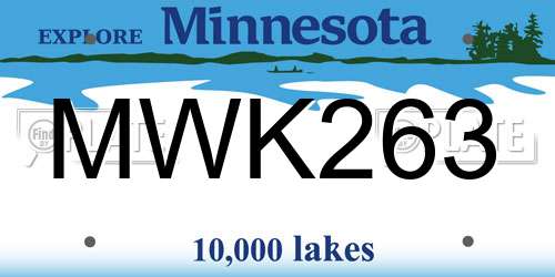 MWK263 Minnesota License Plate