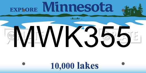 MWK355 Minnesota License Plate
