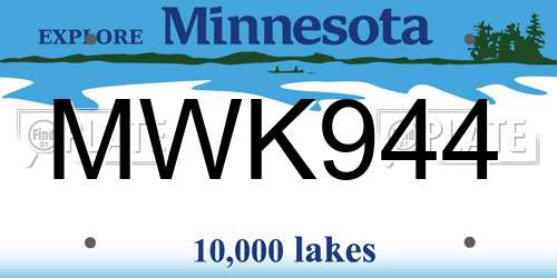 MWK944 Minnesota License Plate