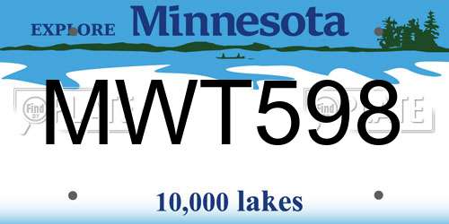 MWT598 Minnesota License Plate