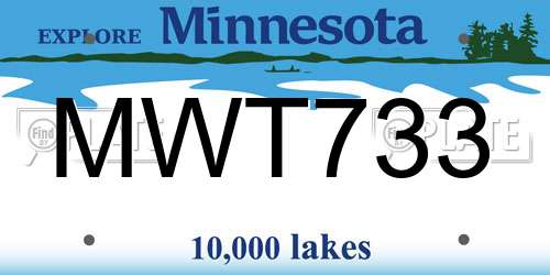 MWT733 Minnesota License Plate
