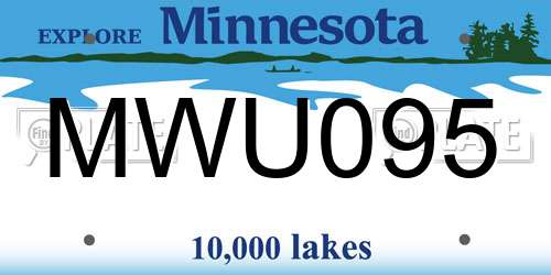 MWU095 Minnesota License Plate