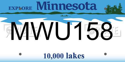MWU158 Minnesota License Plate