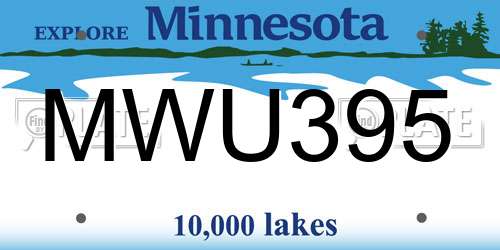 MWU395 Minnesota License Plate