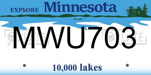 MWU703 Minnesota License Plate
