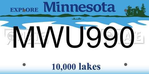 MWU990 Minnesota License Plate