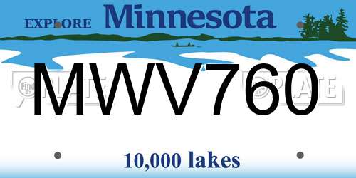 MWV760 Minnesota License Plate