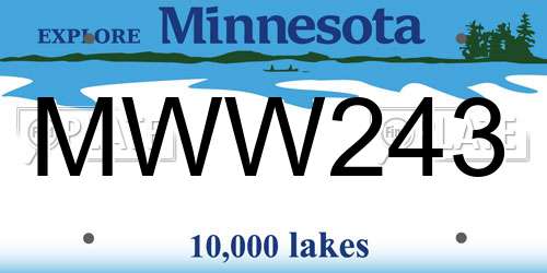 MWW243 Minnesota License Plate