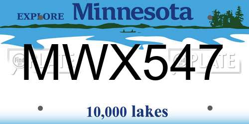 MWX547 Minnesota License Plate