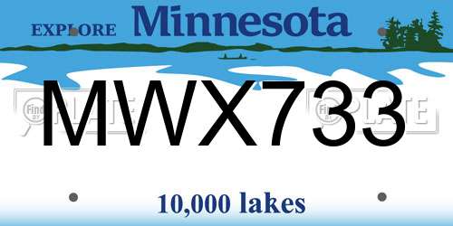 MWX733 Minnesota License Plate