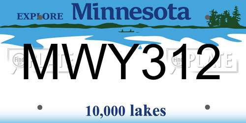 MWY312 Minnesota License Plate
