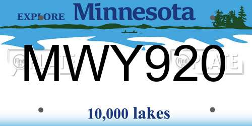MWY920 Minnesota License Plate
