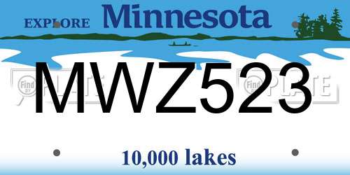 MWZ523 Minnesota License Plate