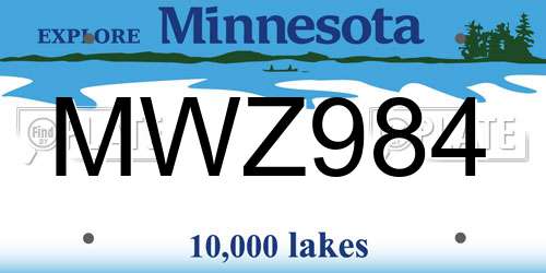 MWZ984 Minnesota License Plate