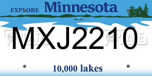 MXJ2210 Minnesota License Plate