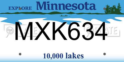 MXK634 Minnesota License Plate