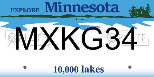 MXKG34 Minnesota License Plate