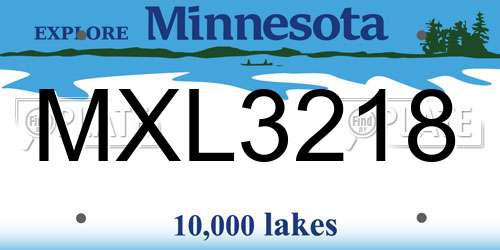 MXL3218 Minnesota License Plate