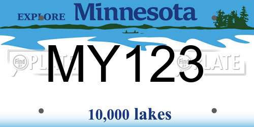 MY123 Minnesota License Plate