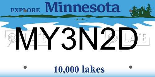 MY3N2D Minnesota License Plate