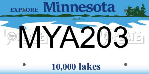 MYA203 Minnesota License Plate