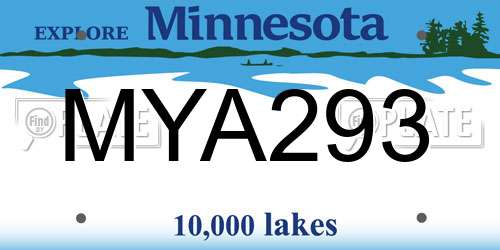 MYA293 Minnesota License Plate