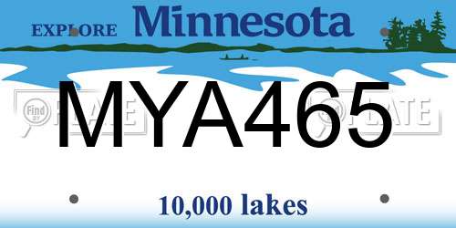 MYA465 Minnesota License Plate