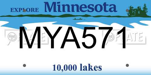 MYA571 Minnesota License Plate