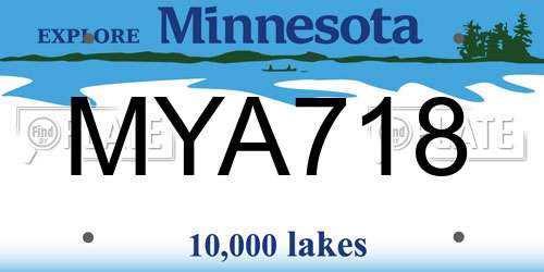 MYA718 Minnesota License Plate