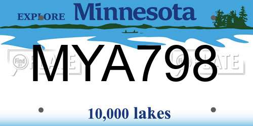 MYA798 Minnesota License Plate