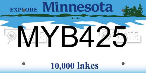 MYB425 Minnesota License Plate