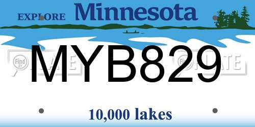 MYB829 Minnesota License Plate